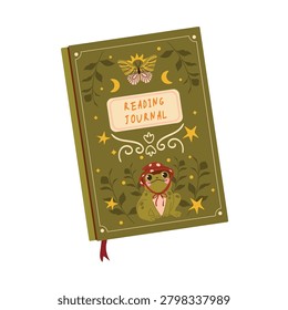 Reading journal notebook with decorative cover. Perfect for book tracking, reading notes and literary planning. Fall reading collection in hand drawn style
