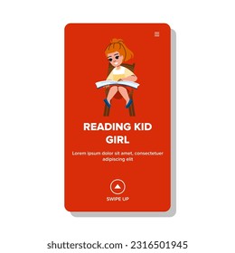 Lesemann-Vektorgrafik. Buch lesen, Kind klein, glückliche Schule, jung süß, lernen Spaß lesen Kind Mädchen Web-Cartoon-Illustration