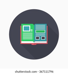 Reading and knowledge icon , Vector flat long shadow design.In education concept.