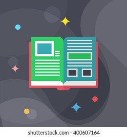 Reading and knowledge icon , Vector flat long shadow design.In education concept.