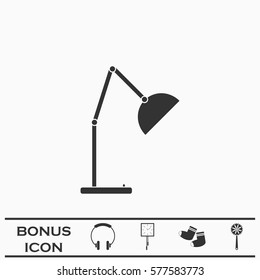 Reading lamp icon flat. Black pictogram on white background. Vector illustration symbol and bonus button