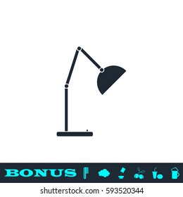 Reading lamp icon flat. Black pictogram on white background. Vector illustration symbol and bonus button