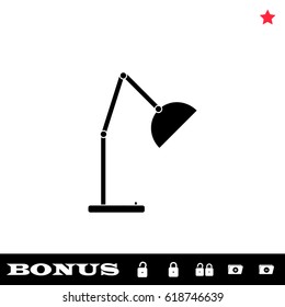 Reading lamp icon flat. Black pictogram on white background. Vector illustration symbol and bonus button open and closed lock, folder, star