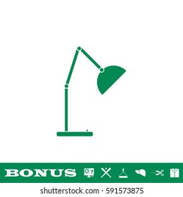 Reading lamp icon flat. Green pictogram on white background. Vector illustration symbol and bonus button
