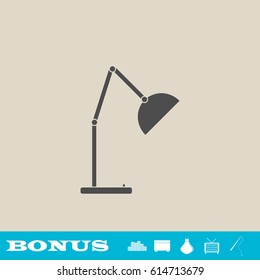 Reading lamp icon flat. Grey pictogram on light background. Vector illustration symbol and bonus button real estate, ottoman, vase, tv, fishing rod