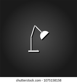 Reading lamp icon flat. Simple White pictogram on black background with shadow. Vector illustration symbol