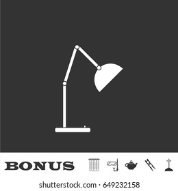 Reading lamp icon flat. White pictogram on black background. Vector illustration symbol and bonus icons
