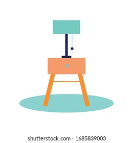 Reading lamp on a side table flat vector illustration isolated on a white background.