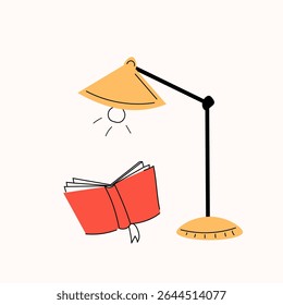 Reading Lamp with Open Book – Minimal Vector Illustration for Study and Education