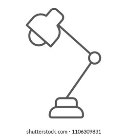 Reading lamp thin line icon, school and education, table light lamp sign vector graphics, a linear pattern on a white background, eps 10.