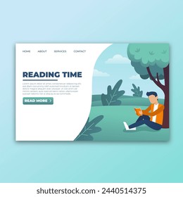 Reading landing page vector design in eps 10