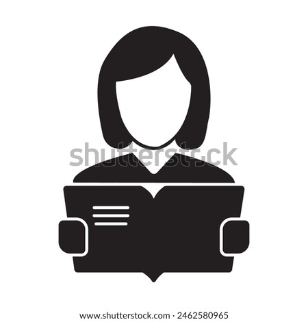 Reading or learning with book and student icon flat icon for education apps and websites