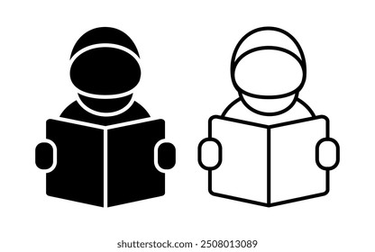 Reading or Learning icon vector with line and filled. Education sign