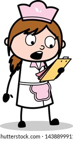 Reading Letter - Retro Cartoon Waitress Female Chef Vector Illustration