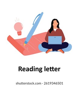 Reading letter Vector illustration which can easily modify or edit

