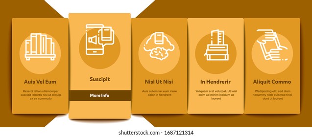 Lesen Sie Library Book Onboarding Mobile App Page Screen Vektorillustration. Lesen und Lernen, Smartphone- und Computerpädagogik-E-Book, Bücher mit Farbtondarustrationen der Literatur