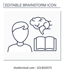 Reading line icon. Reading books to activate thinking in kids. Improving skills and knowledge. Education. Brain training.Brainstorm concept. Isolated vector illustration. Editable stroke