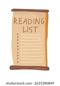 Reading list. Flat vector clipart, illustration with isolated background.