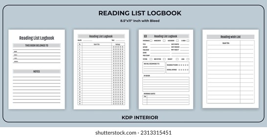 Reading List Log book Template