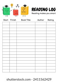 Lesen von Protokolldateien für Kinder. Printable Lesebeschreiber, Diagramm, Tagebuch zur Verfolgung von Fortschritt, tägliche Motivation. Für Literaturkurse, Lesen von Hobbyaktivitäten, Schulbildung, Buchclub.