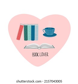 Reading lovers. Books stickers. Decorative vector design elements. The concept of Read books.
