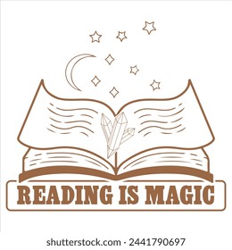 READING IS MAGIC  BOOK T-SHIRT DESIGN
