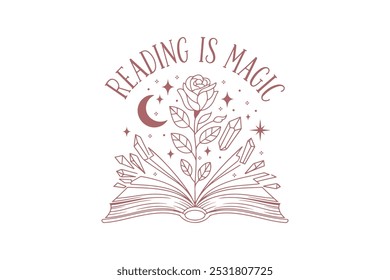 Reading is Magic, Reading Book Typography T shirt design