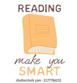 Reading make you smart. Hand drawn closed book isolated on white background. Education and reading books concept for card, stickers. Vector illustration