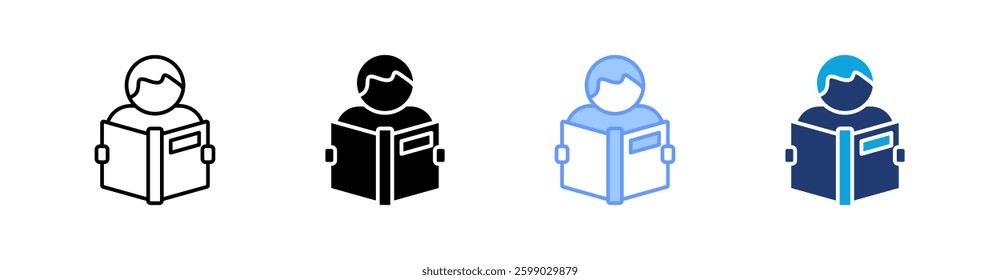 Reading Multi Style Icon Set Vector