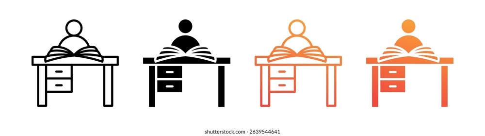 Reading Multi Style Icon Set Vector