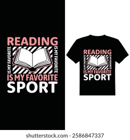 Reading is my favorite sport t-shirt design vector image