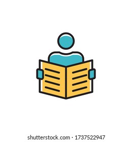 reading news icon filled outline vector color design. isolated on white background
