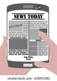 Reading news on tablet