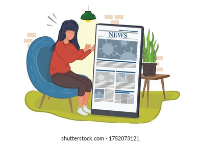 Leyendo el periódico en línea a través del teléfono móvil. Mundo Digital.