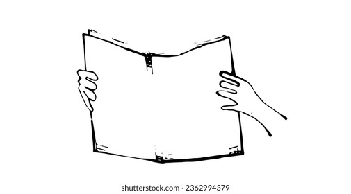 lectura de periódico, vector,
líneas, fondo blanco