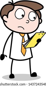 Reading Notes Before Speech - Office Businessman Employee Cartoon Vector Illustration