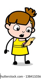Reading Notes - Cute Girl Cartoon Character Vector Illustration