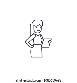 reading notes vector line icon, sign, illustration on background, editable strokes