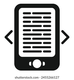 Leyendo en el nuevo dispositivo icono Vector simple. Librería en línea. Aprendizaje de App de Ebook