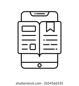 Reading Online  Vector outline illustration style icon. EPS 10 file