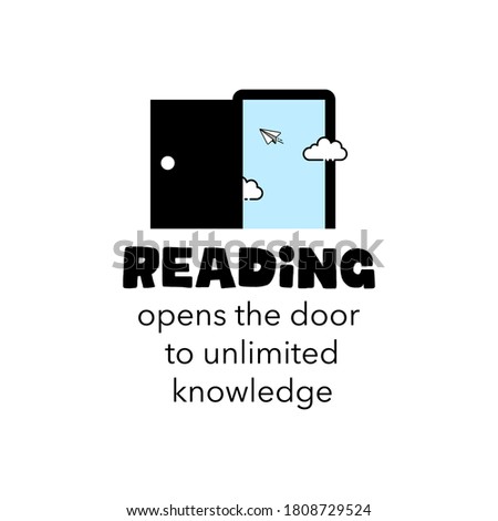 Reading ope the door to unlimited knowledge. Design about International Literacy Day celebration, 8th September. illustration vector.