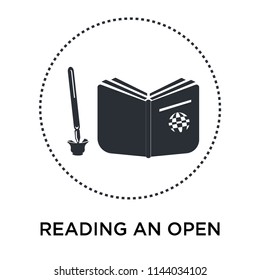 Reading An Open Book icon vector isolated on white background for your web and mobile app design, Reading An Open Book logo concept