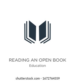 Reading an open book icon vector. Trendy flat reading an open book icon from education collection isolated on white background. Vector illustration can be used for web and mobile graphic design, logo,