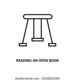 reading an open book outline icon.  Thin line icon from education collection. Editable vector isolated on white background