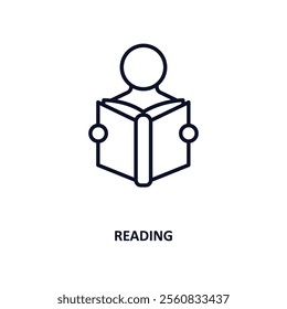 reading outline icon.  Thin line icon from education collection. Editable vector isolated on white background