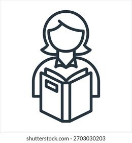 Ilustración vectorial de icono de contorno de lectura