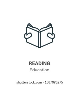 Reading outline vector icon. Thin line black reading icon, flat vector simple element illustration from editable education concept isolated on white background