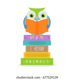 Reading Owl In White Background