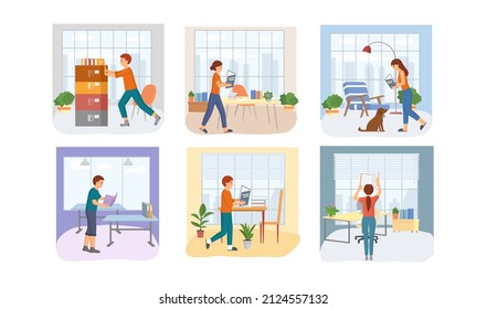 Reading people flat character set with books magazines literature isolated vector illustration. Young male and female readers dressed in trendy clothes relaxing at home with books or textbooks
