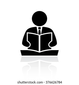 Reading person, library icon isolated on white background